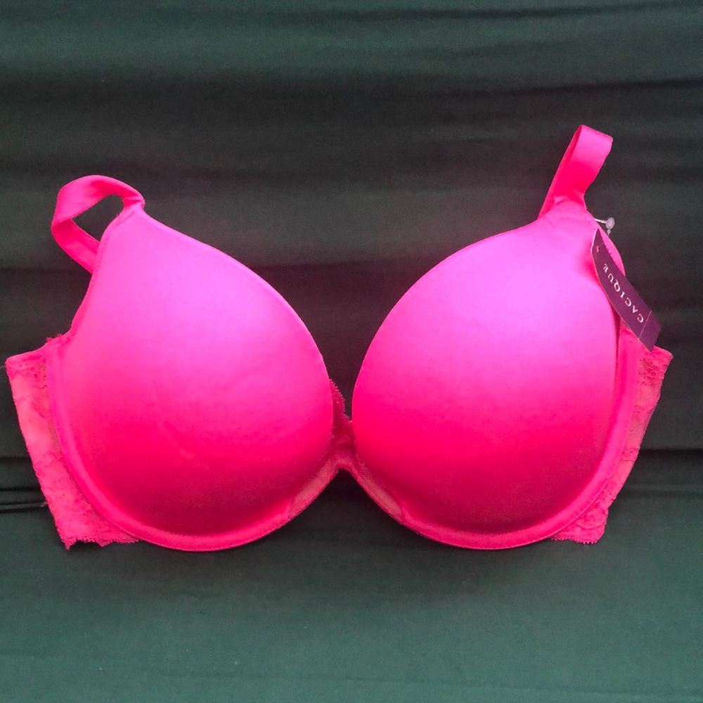 CACIQUE- Plunge- Pink- Smooth and Semi Lace Bra